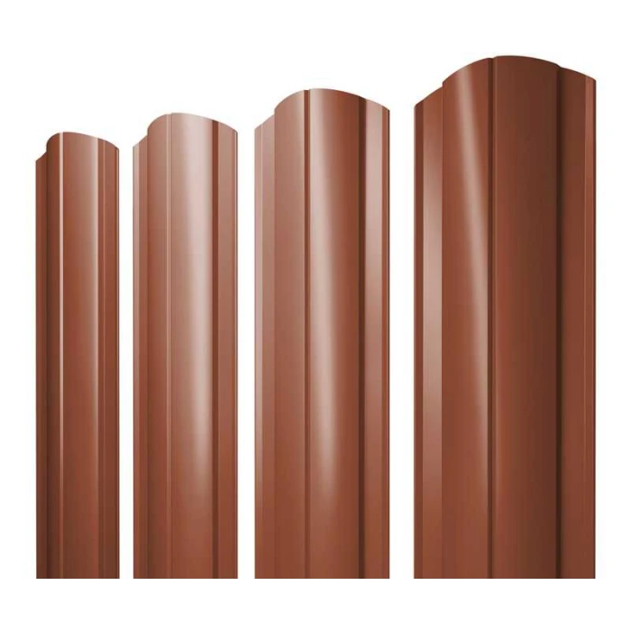 Штакетник Круглый фигурный Grand Line 0,45 Полиэстер RAL 8004 Терракота